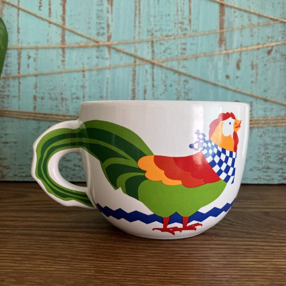 Vintage FTD Rooster Chicken Soup Bouquet Oversized Coffee Tea Mug Farm Decor